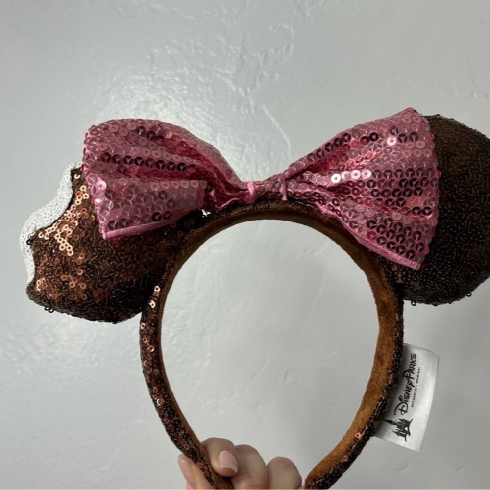 Disney Sequin Pink and Brown Minnie Mouse Ears